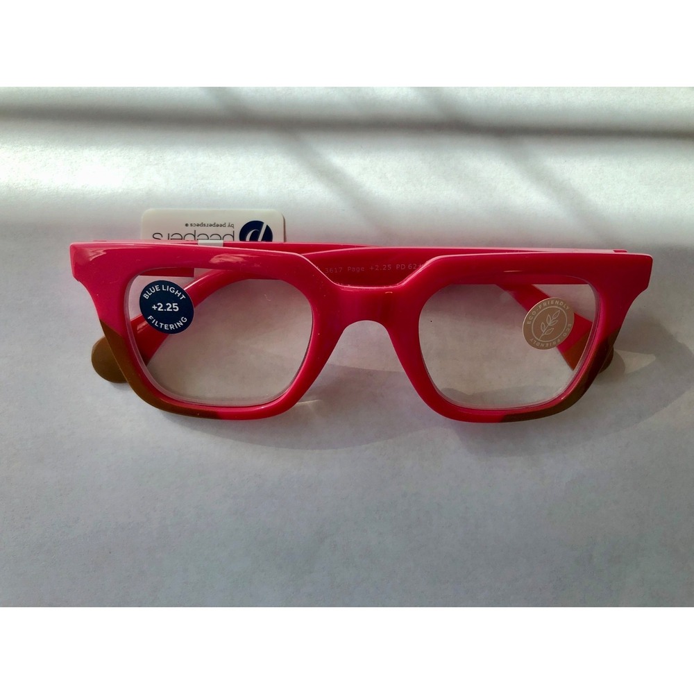 New Page Pink/Tan Peepers +2.25 Blue Light Filtering‎ Readers